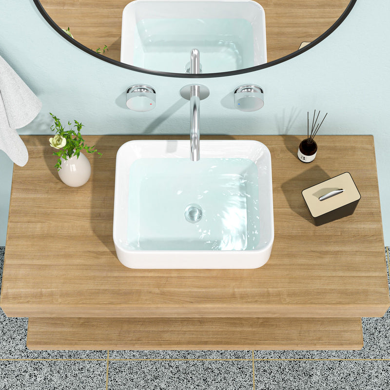 Modern European Design Ceramic Rectangular Vessel Bathroom Sink