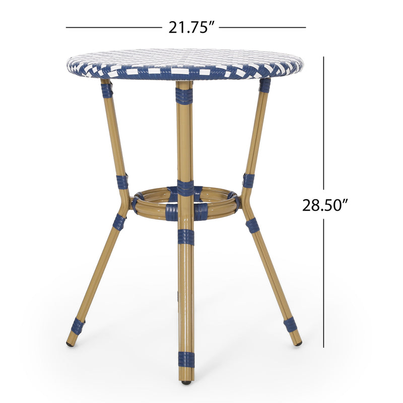 French Bistro Table Outdoor Elegance - White / Blue