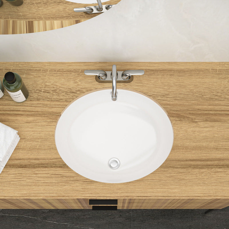 Elegant Ceramic Oval Undermount Bathroom Sink With Overflow