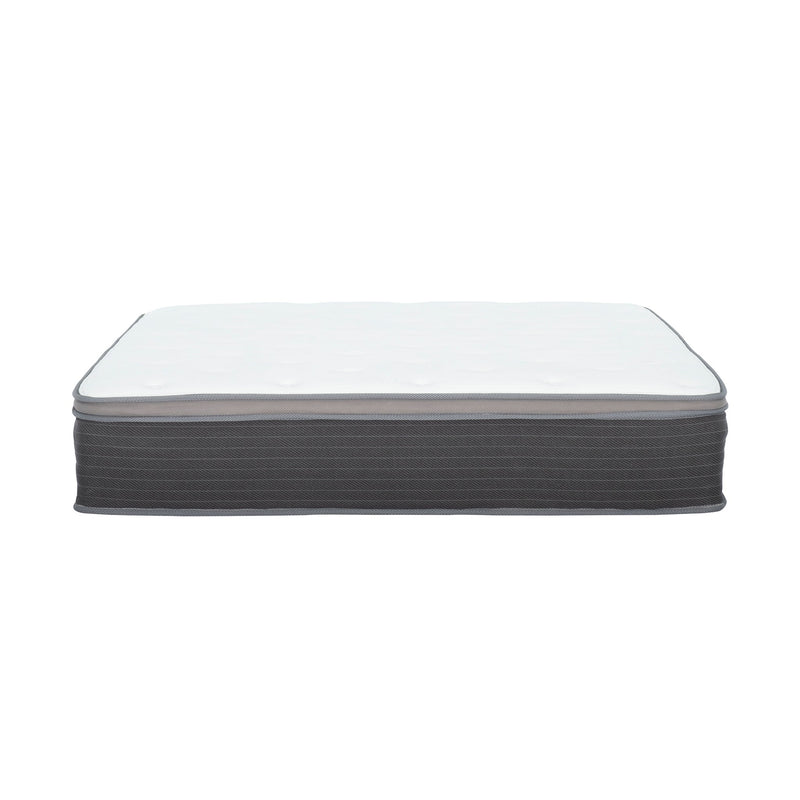12'' Queen Size Hybrid Mattress In A Box, Plush Gel Memory Foam Mattress Top With Pocket Coil Base - Gray / White