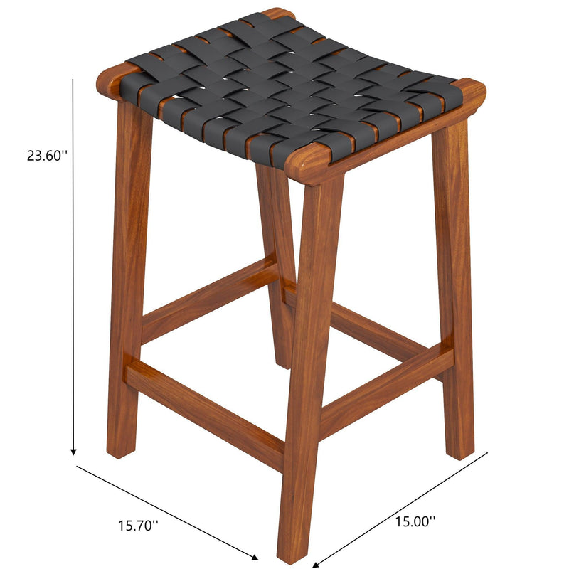 James - Mid-Century Modern Genuine Leather Counter Stool