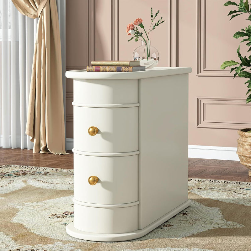 Narrow 2 Drawer End Table