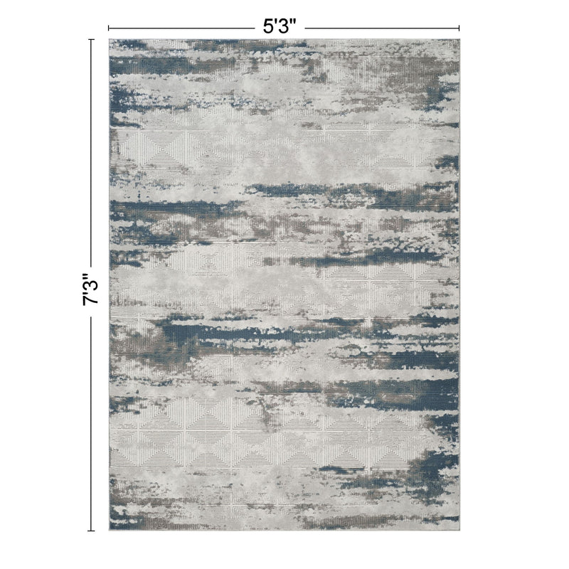 Geometrix - 5'3" X 7'3" Area Rug With Geometric 3D Effect - Gray / Ivory