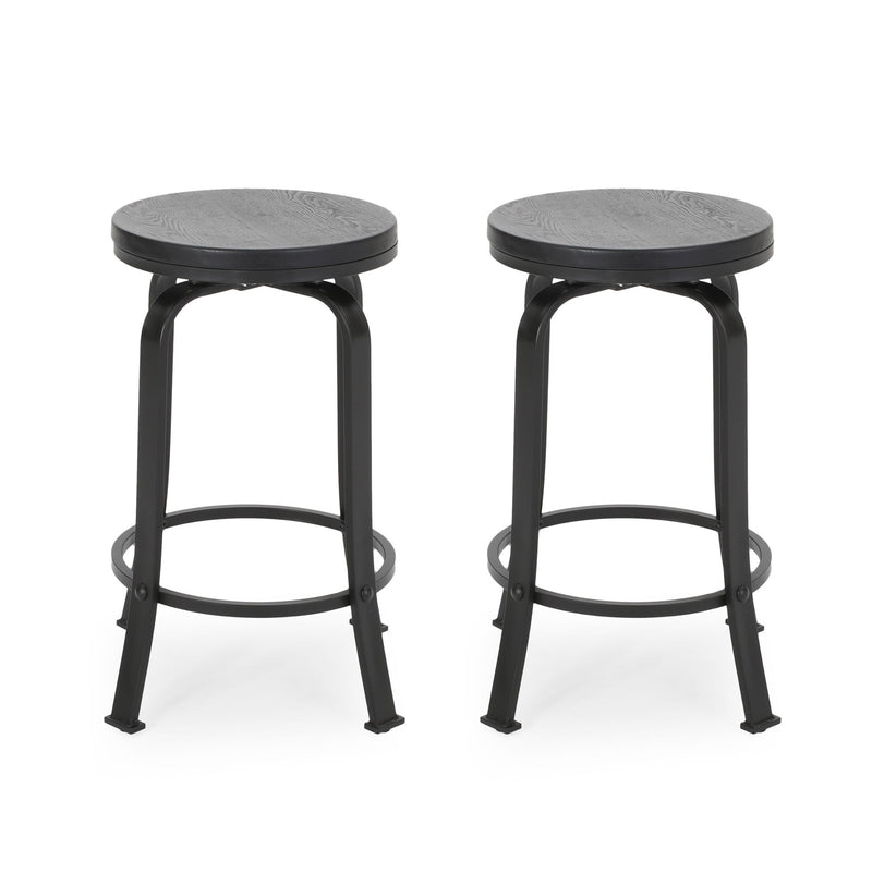 Modern Industrial Counter Stool Set With Swivel Function