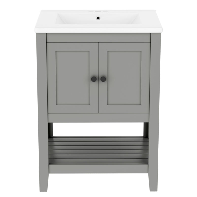 Modern Bathroom Vanity With Sink And Open Shelf