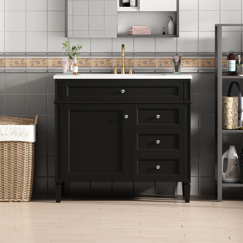 Bathroom Vanity & Top Sink, Modern Bathroom Storage Cabinet With 2 Drawers And A Tip-Out Drawer