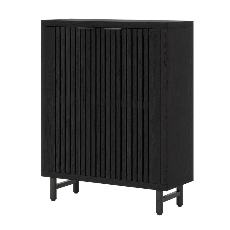 6 Tier Shoe Cabinet With Louvered Doors