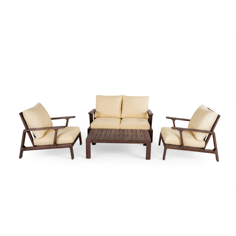 4 Piece Outdoor Sofa Set With Cushions And Coffee Table