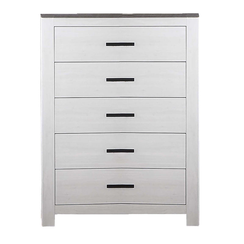 1 Piece Chest 2 Tone Sleek Bar Bedroom Furniture - White