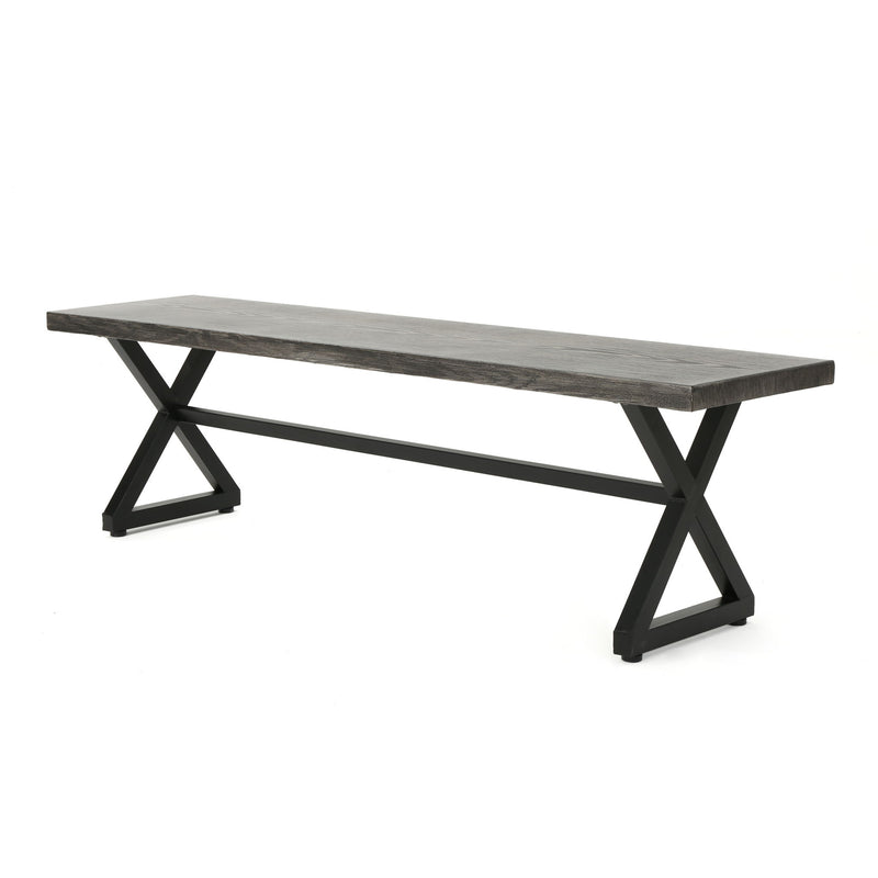 Modern Aluminum Outdoor Dining Bench With X Base