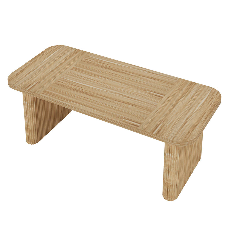 Executive Desk, Large Home Office Computer Workstation With Sturdy Double Pedestal Base, Simple Rectangular Writing & Study Table - Natural Wood