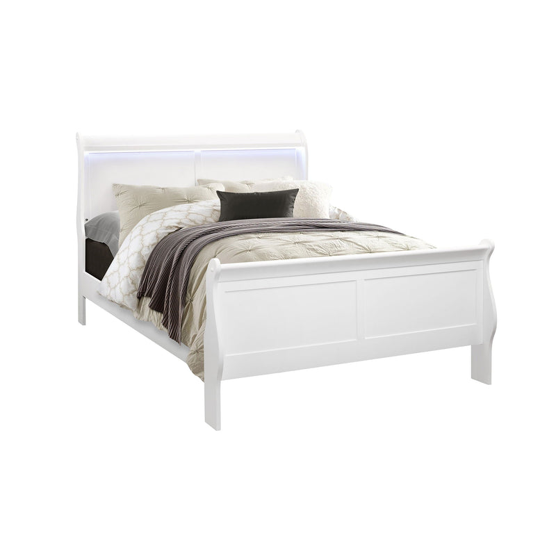 Charlston - Modern Sleigh Design Bed With LED