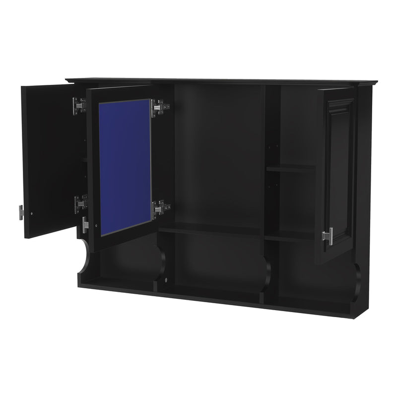 Modern Wall Mounted Mirror Medicine Cabinet With Open Shelves, Adjustable Interior, Storage Over Toilet