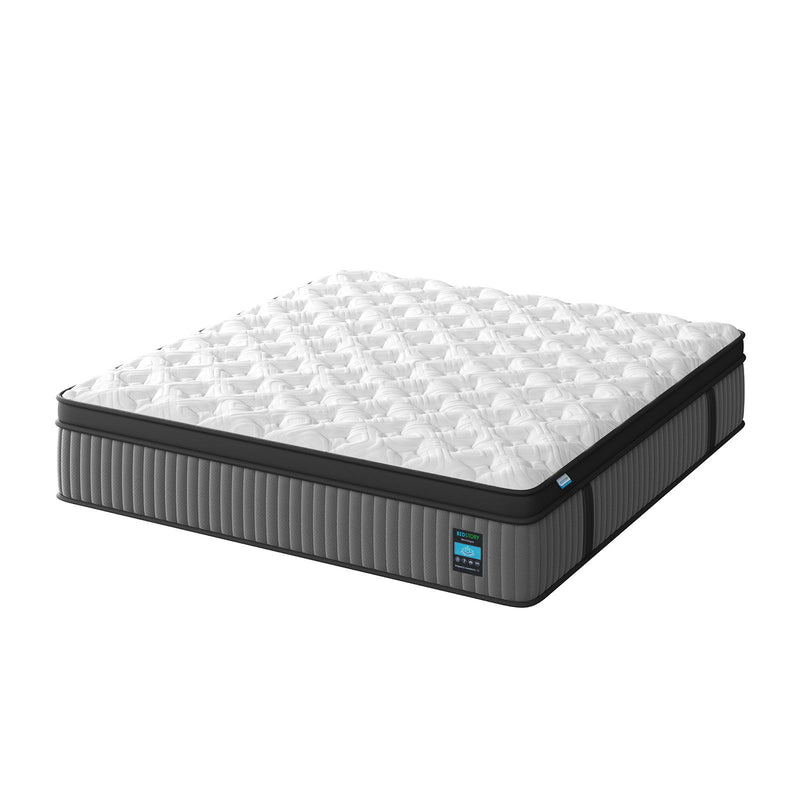 14" King Hybrid Mattress, Memory Foam & Pocket Spring Bed, Cooling, Pressure Relief, Back & Hip Support - Gray / White