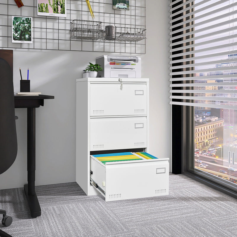 Filing Cabinet Lateral File Cabinet 3 Drawer, Locking Metal File Cabinets Three Drawer, Office Filing Cabinet With Lock Drawers For Home Office