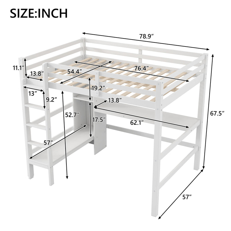 Loft Bed With Built In Desk And Multifunction Shelves