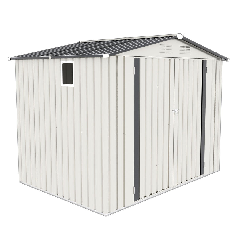 Garden Tool Shed Metal Storage Shed With Peaked Roof Waterproof Lockable Door