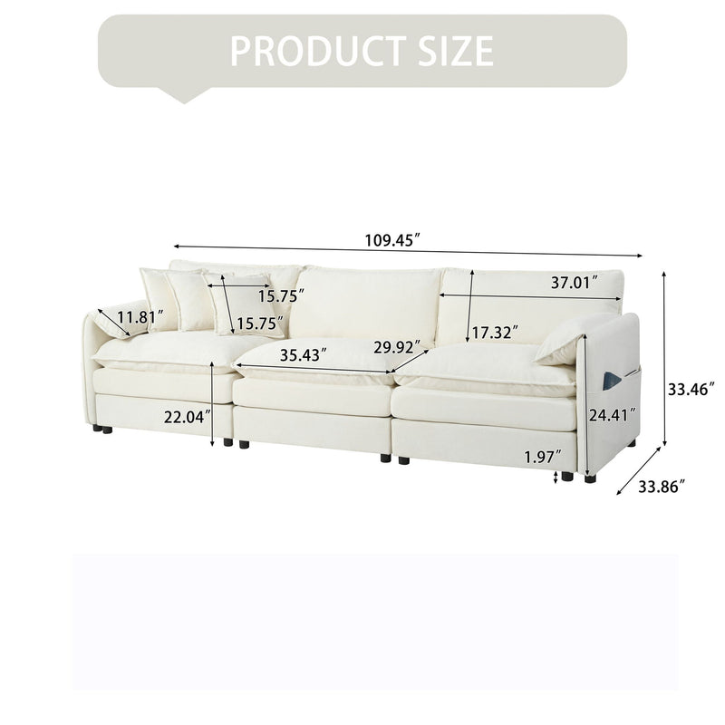 Modern Chenille Oversized Deep Seat Sectional Sofa With Pillows