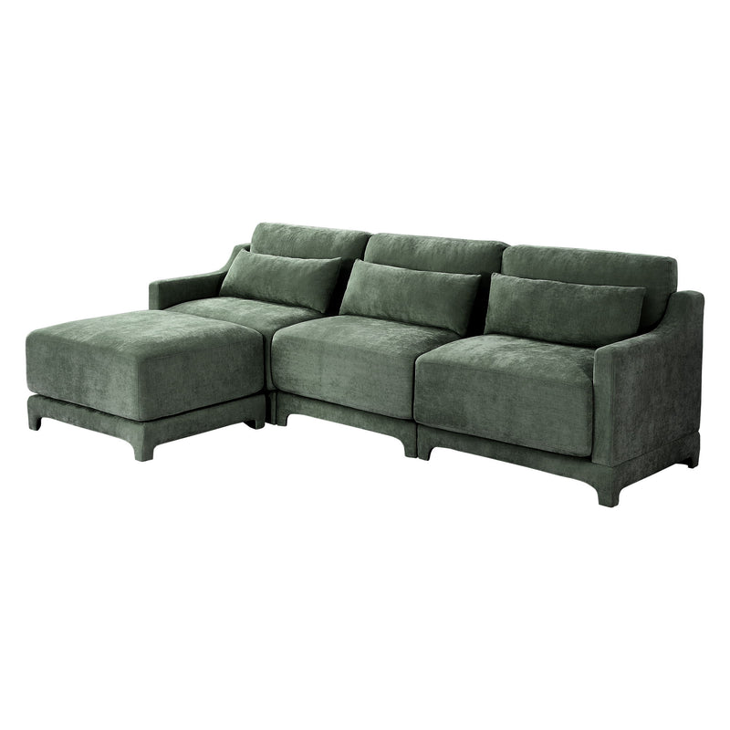 Stylish Sofa With Ottoman And Lumbar Pillows, Ergonomic Design