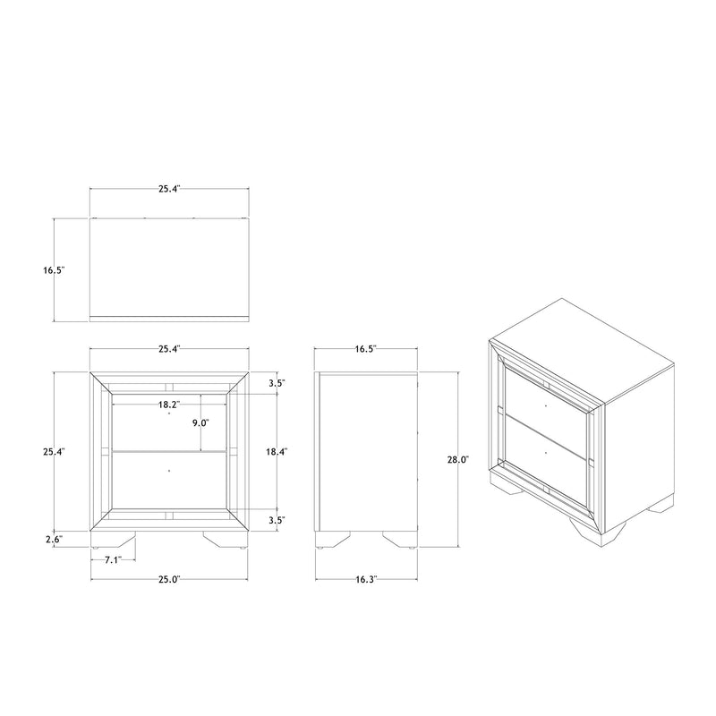 Chloe - Nightstand - Gemstone Silver