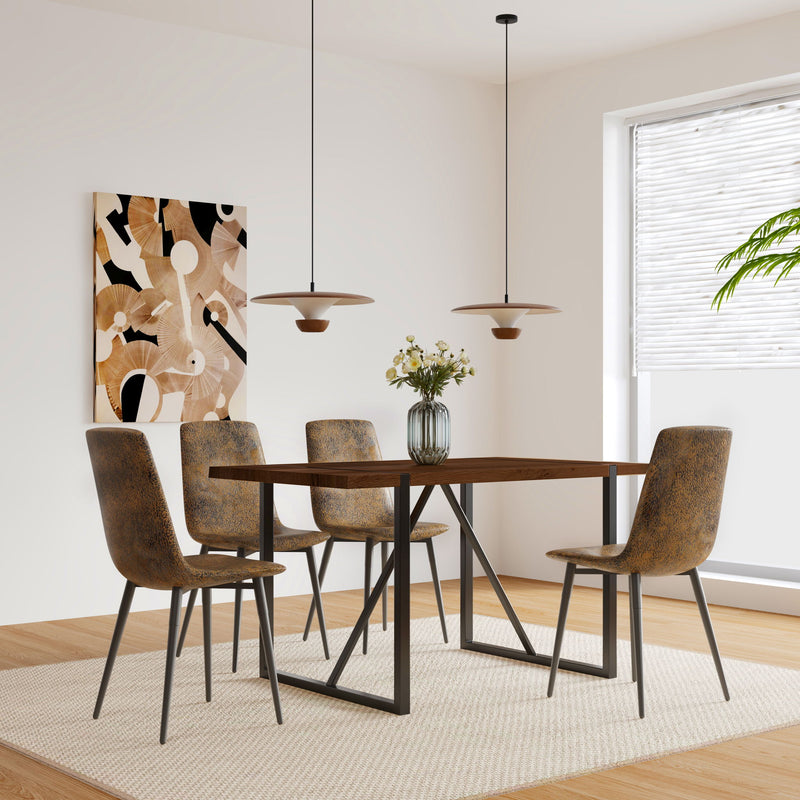 Modern Dining Table With Black Metal Legs For 4 - 6 Person