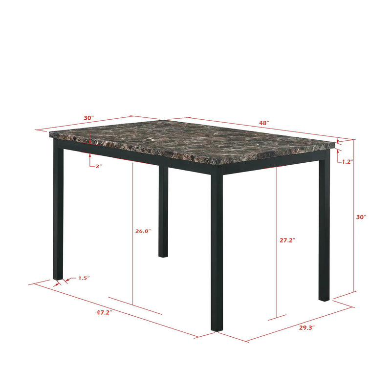 5 Piece Dinning Set With Faux Marble Top, Table & 4 Chairs - Black