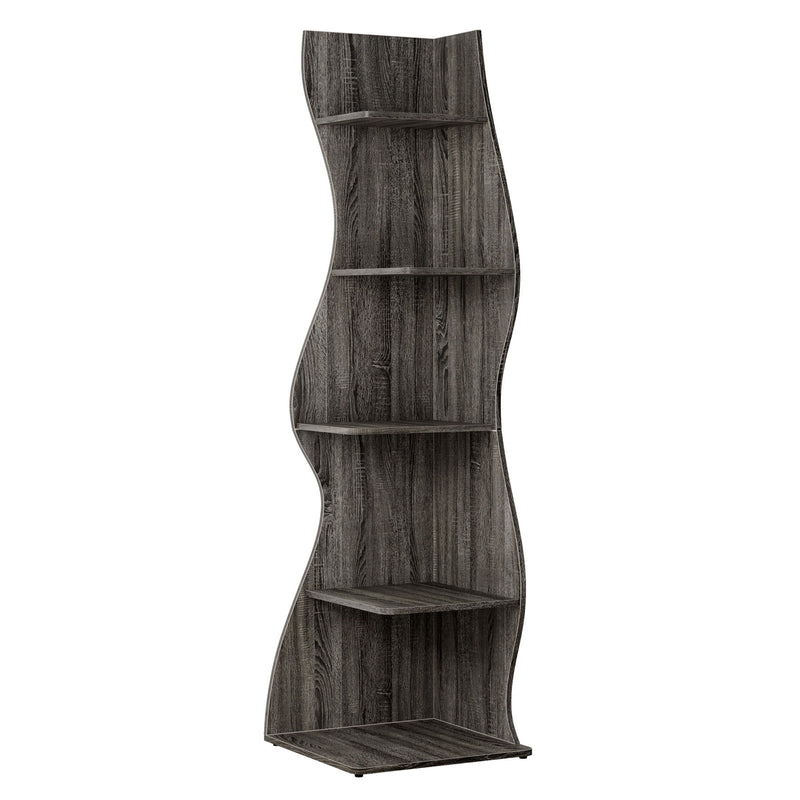 5 Tier Wavy Corner Bookshelf And Plant Stand For Living Room