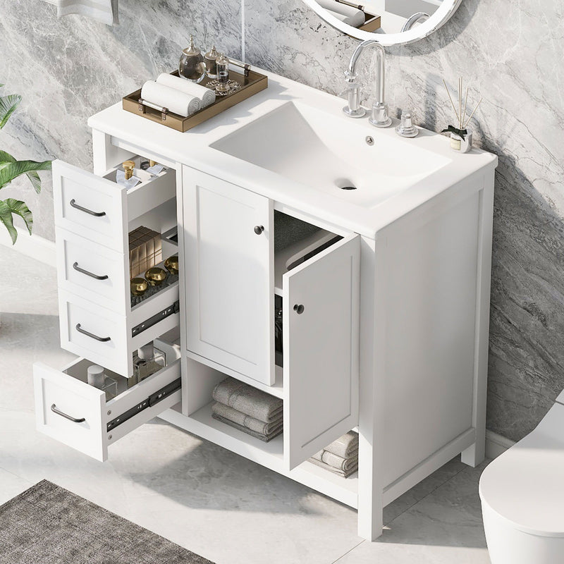 Modern Bathroom Vanity With Sink Top, 2 Doors And 2 Drawers