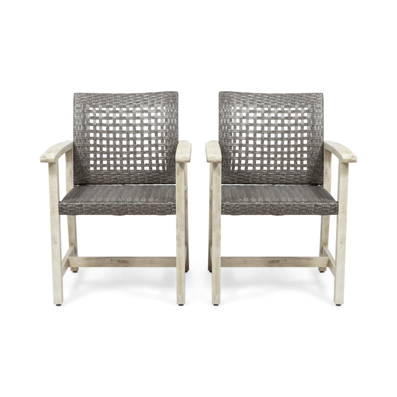 Outdoor Dining Chair Acacia Wood Frame (Set of 2)