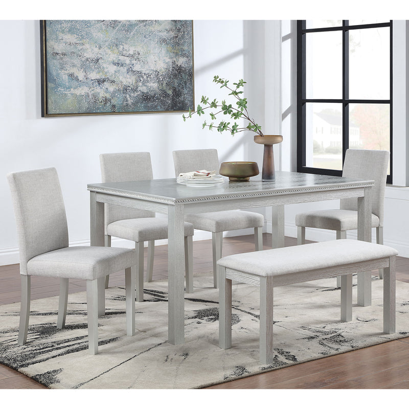 Dining Table Set With Crystal Decoration And Upholstered Chairs