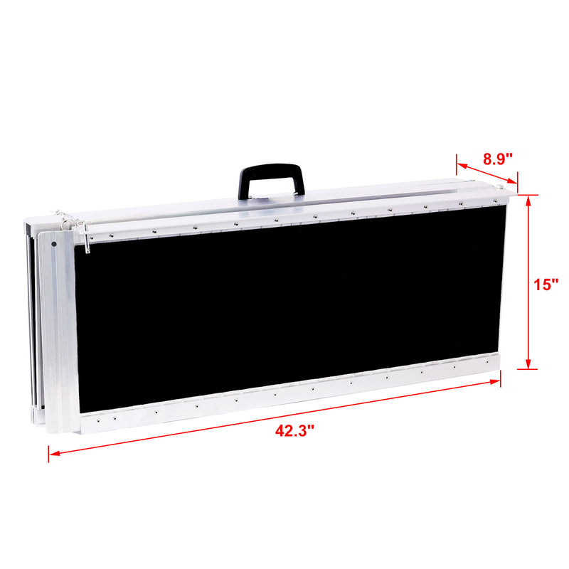 Portable And Foldable Wheelchair Ramp With Non Skid Surface