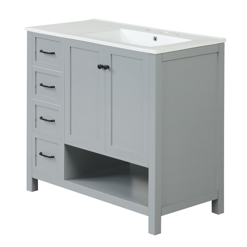 Modern Bathroom Vanity With Sink Top, 2 Doors And 2 Drawers