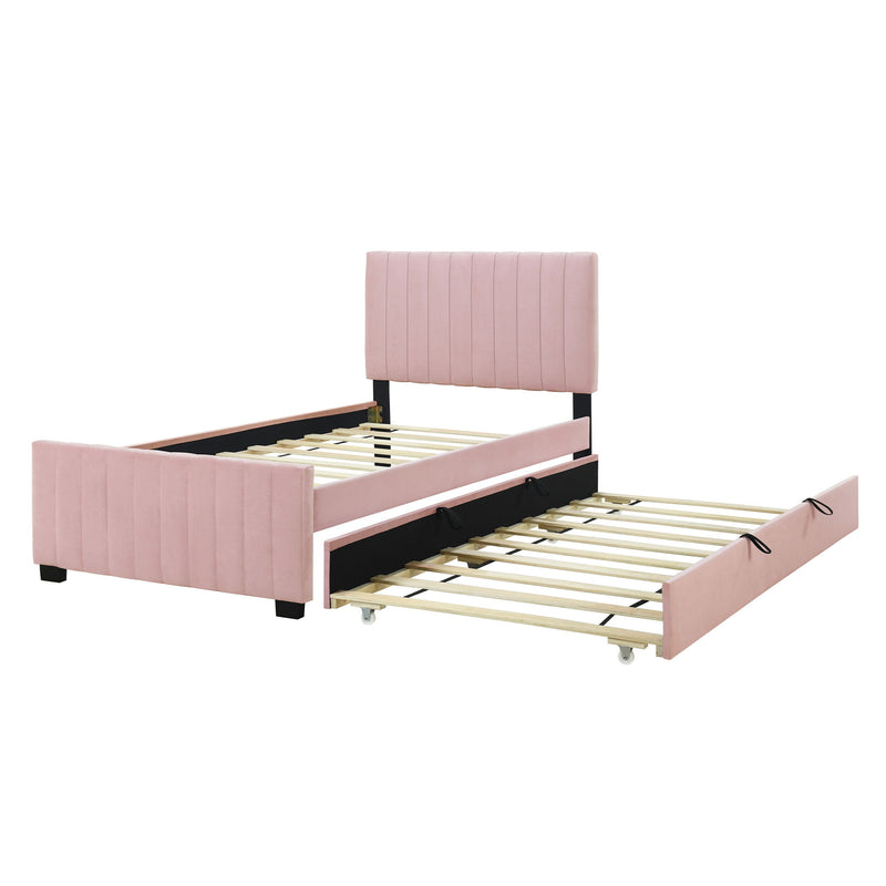 Upholstered Design Platform Bed With Trundle