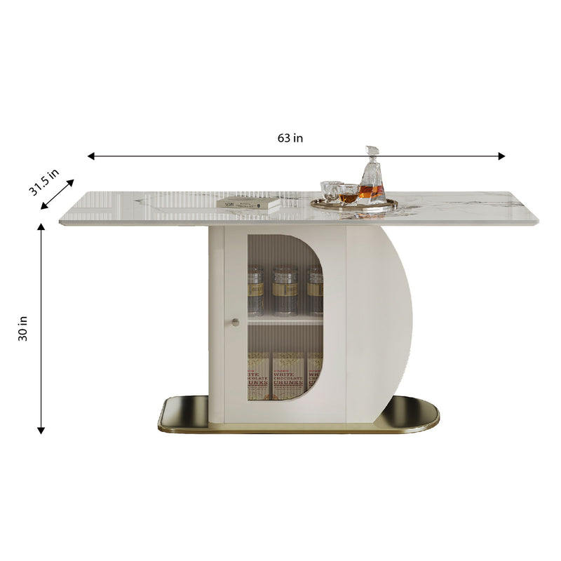 Dining Table For 4 - 6 People, Storage Shelf - White