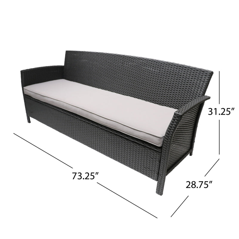 Thalassa - Outdoor 3 Seater Sofa With Water Resistant Cushion - Gray / Black