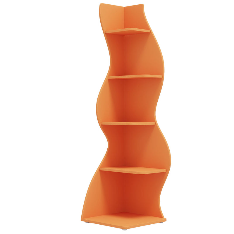 5 Tier Wavy Corner Bookshelf And Plant Stand For Living Room