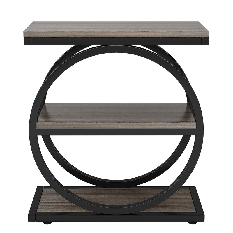 Industrial Narrow End Table With 3 Shelves