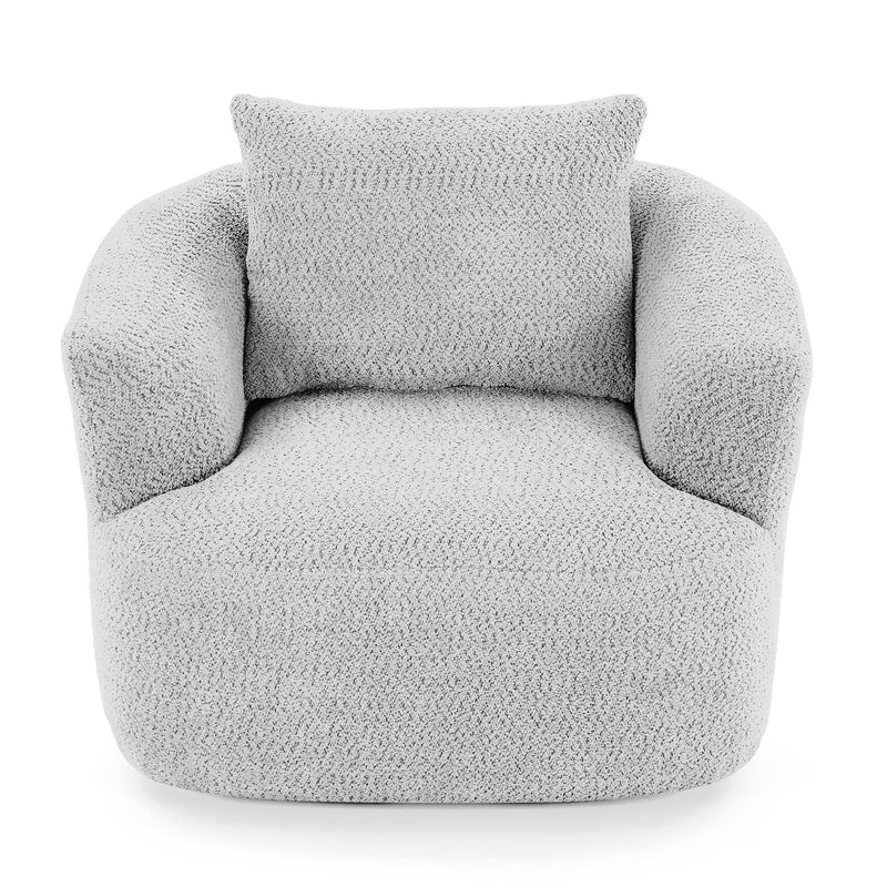 360° Swivel Barrel Sofa Chair With Throw Pillow, Chenille Upholstered Accent Chair