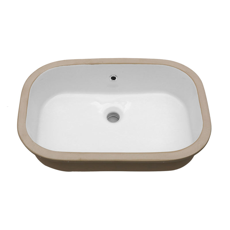 Undermount Bathroom Sink 22" X 15.25" With Overflow Sleek, High Temperature Fired, Stain Resistant, Smooth Polished Surface - White