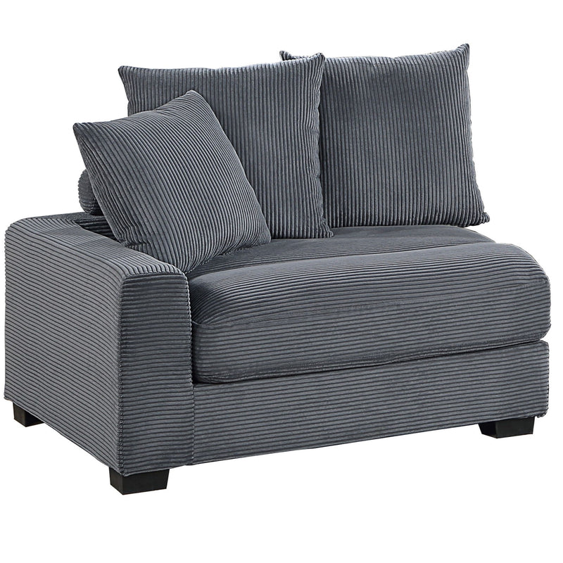 5 Piece Modular Sectional Set Couch With LAF & RAF Chairs, Living Room Furniture - Dark Gray