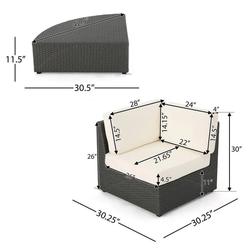 Santa Cruz - Outdoor 8 Piece Sectional Set - Dark Brown