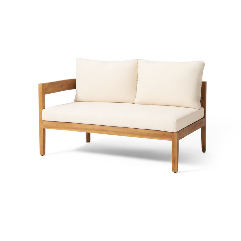 Brooklyn - Sofa Set Rounded Tuxedo Design - Teak / Beige