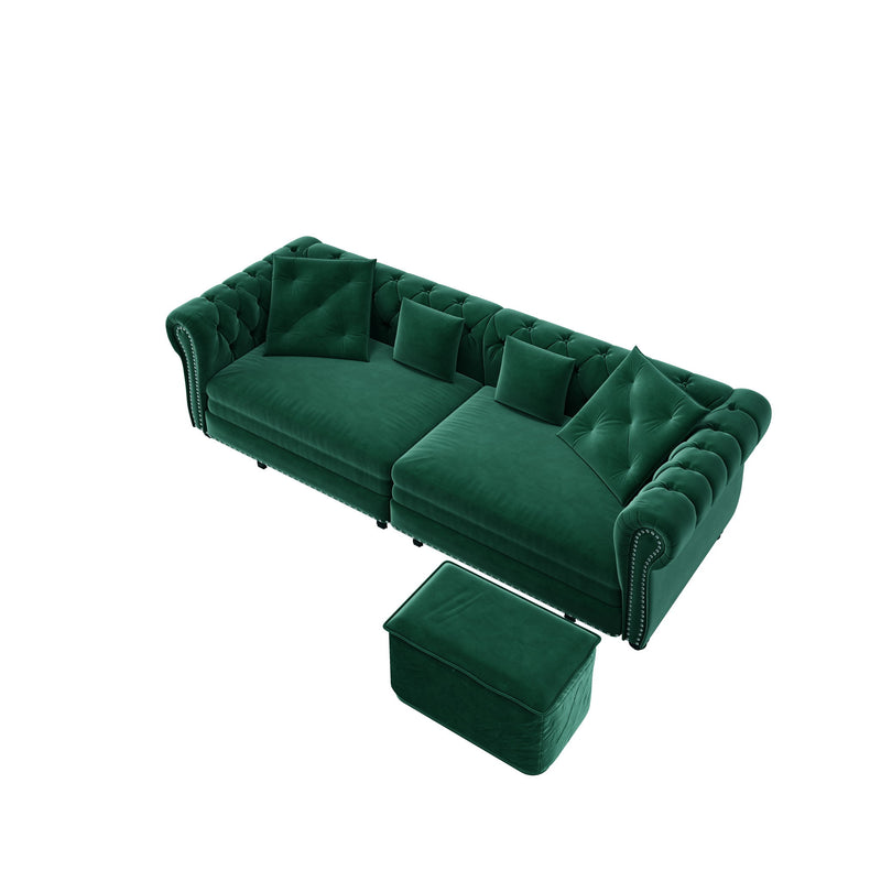 3 In 1 Pull Out Sofa Bed With Movable Ottoman