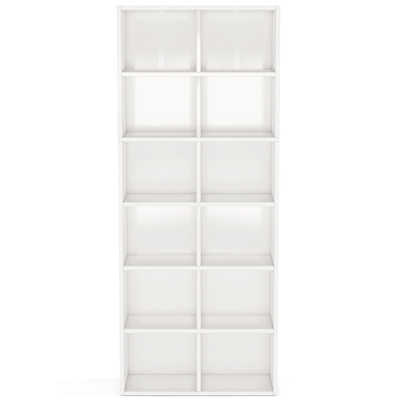 Narrow 12 Cube Bookcase With Closed Back For Living Room - White