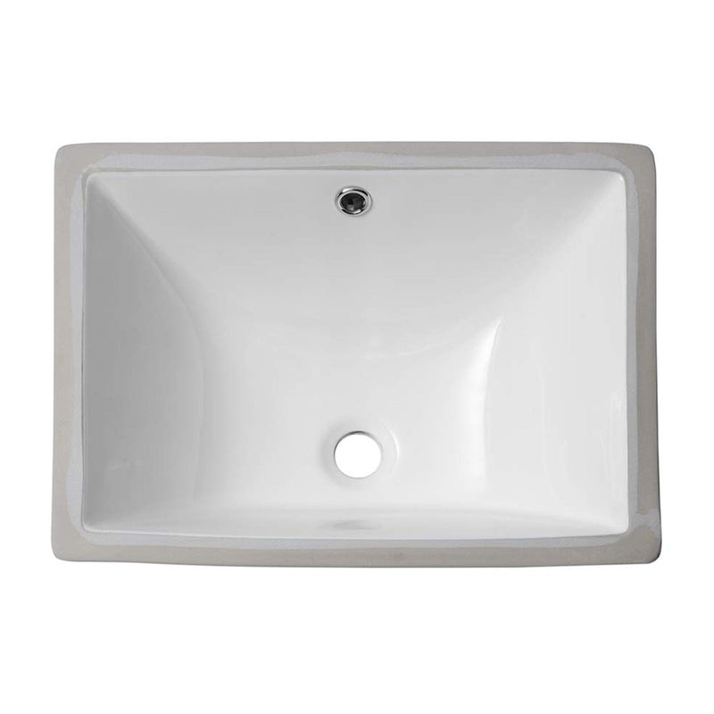 European Style White Ceramic Rectangular Undermount Bathroom Sink With Overflow