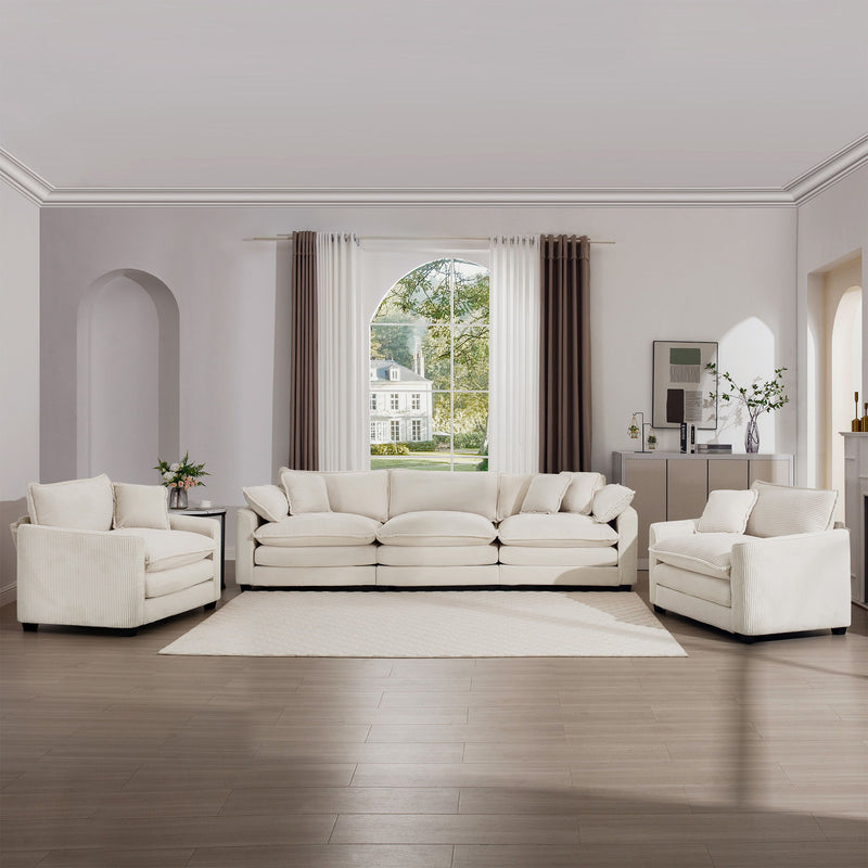 Elegant Corduroy Oversized Sectional Sofa Set With Deep Seats And Flexible Layout