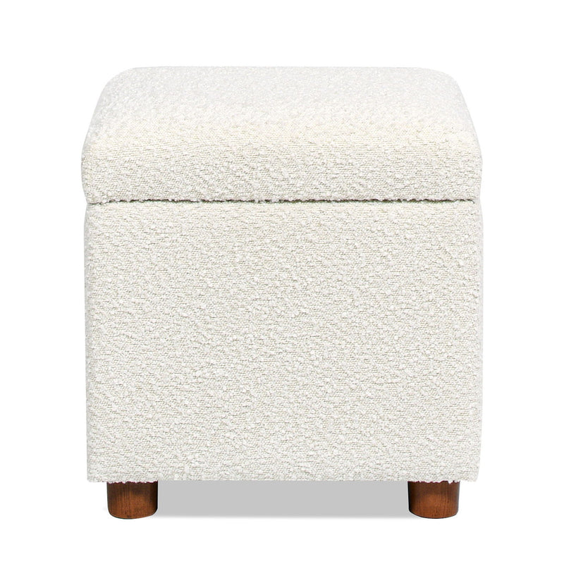 Upholstered Storage Ottoman - Ivory White