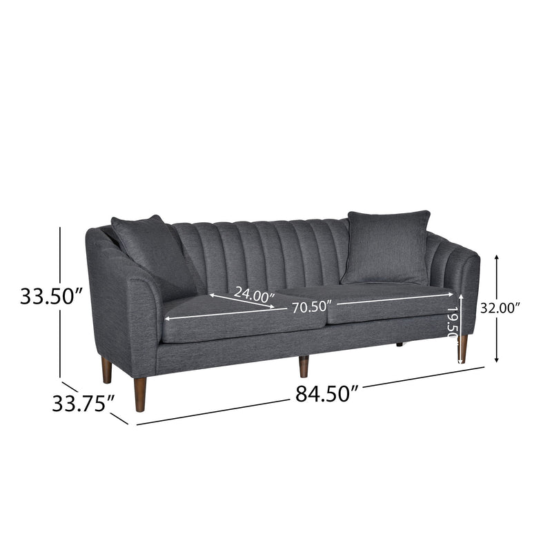 Contemporary 3 Seater Sofa With Plush Accents