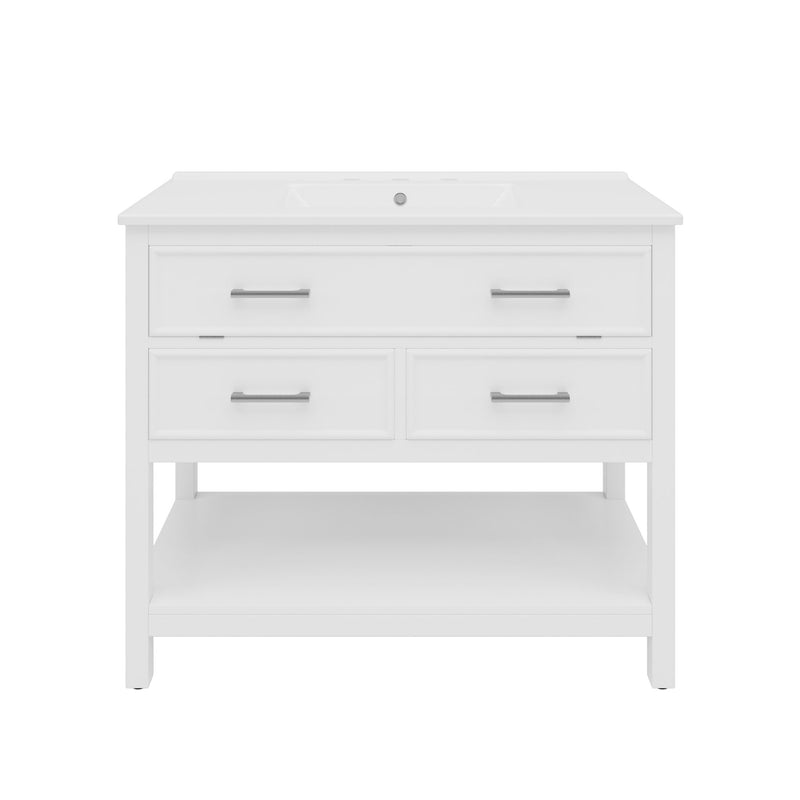 Bathroom Vanity With Ceramic Sink, Tip Out Tray & 2 Full Extension Drawers