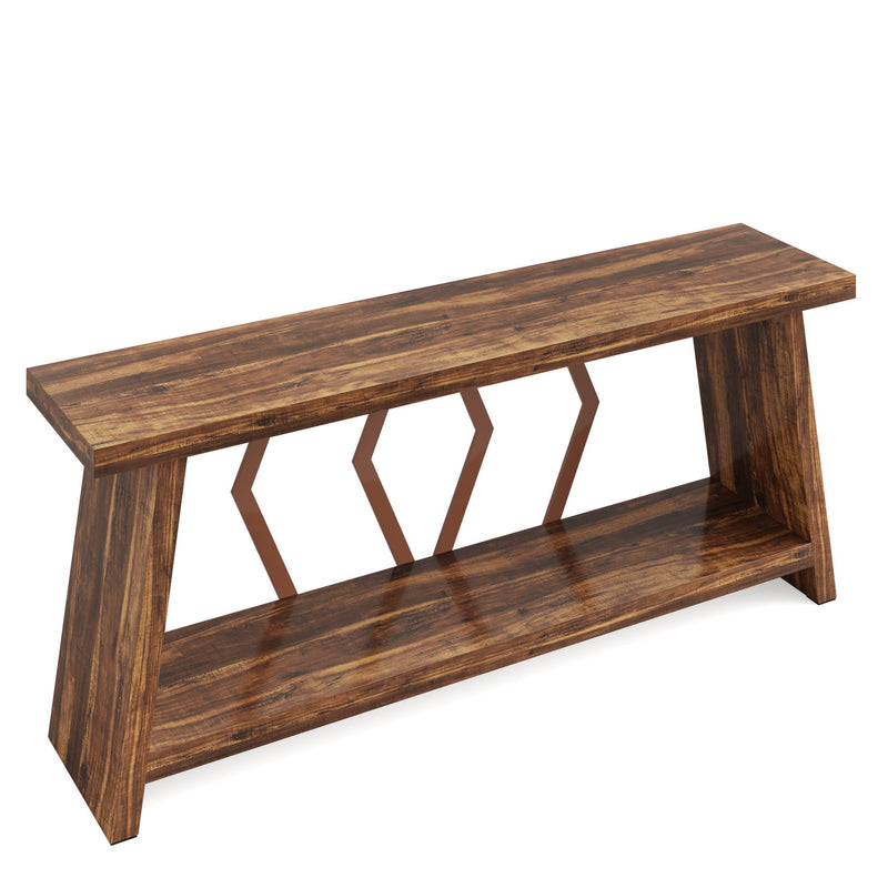 Accent Extra Long Console Table With 2 Tier Storage - Brown